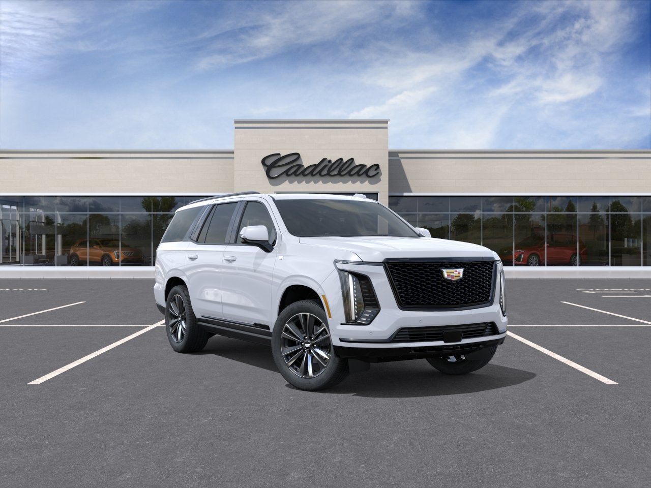 2026 Cadillac Escalade Sport in Vibrant White Tricoat — front three-quarter view