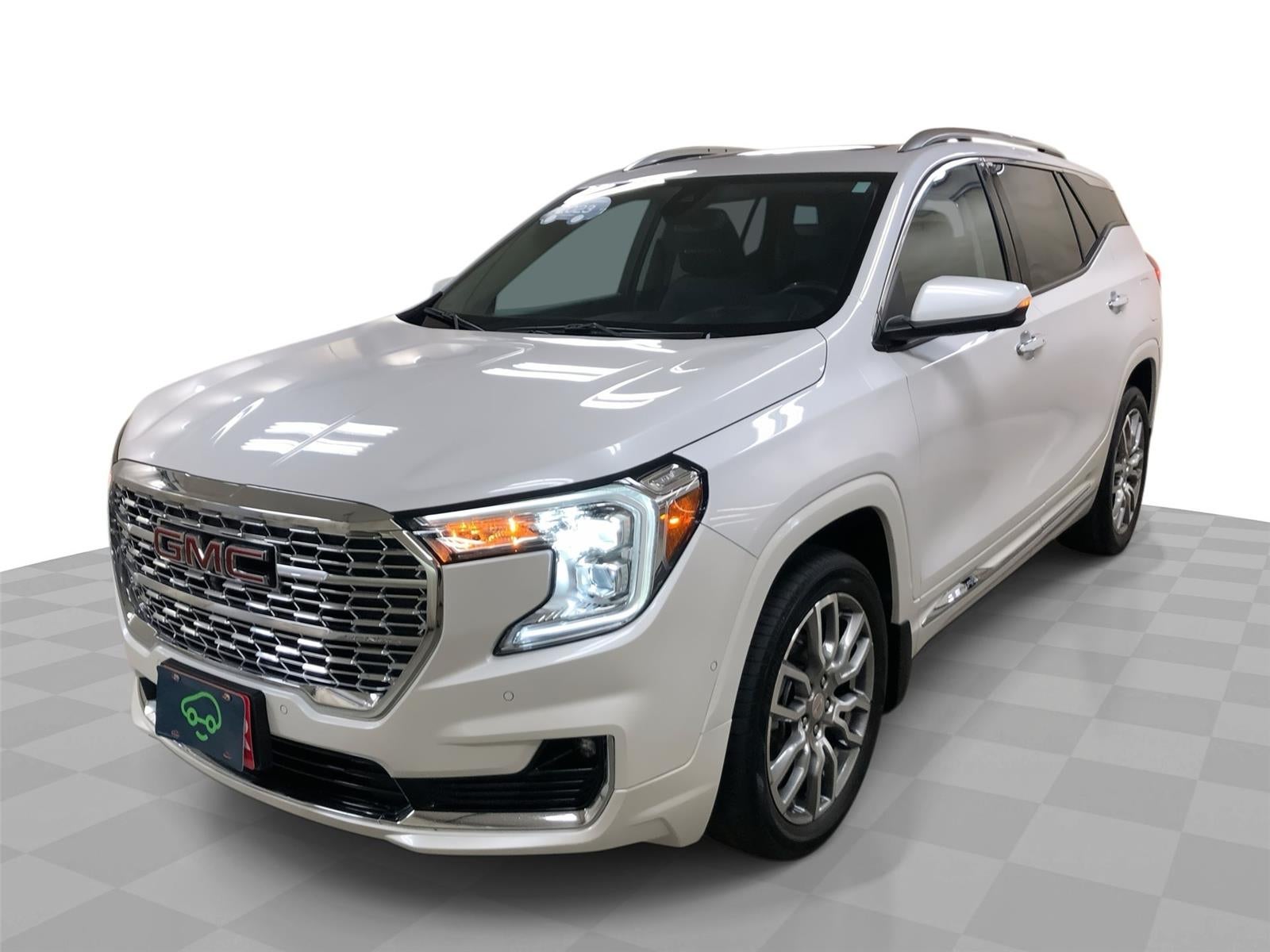 2023 GMC Terrain Denali in White Frost Tricoat — front three-quarter view