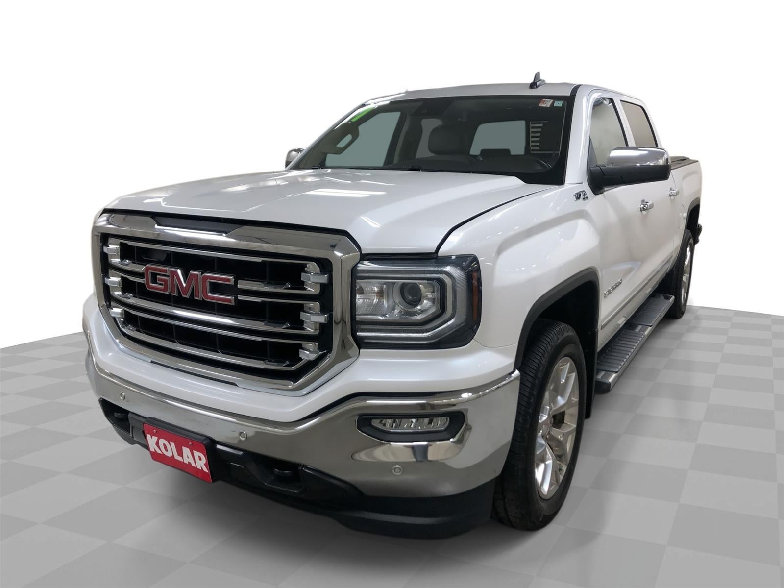 2017 GMC Sierra 1500 SLT in White Frost Tricoat — front three-quarter view